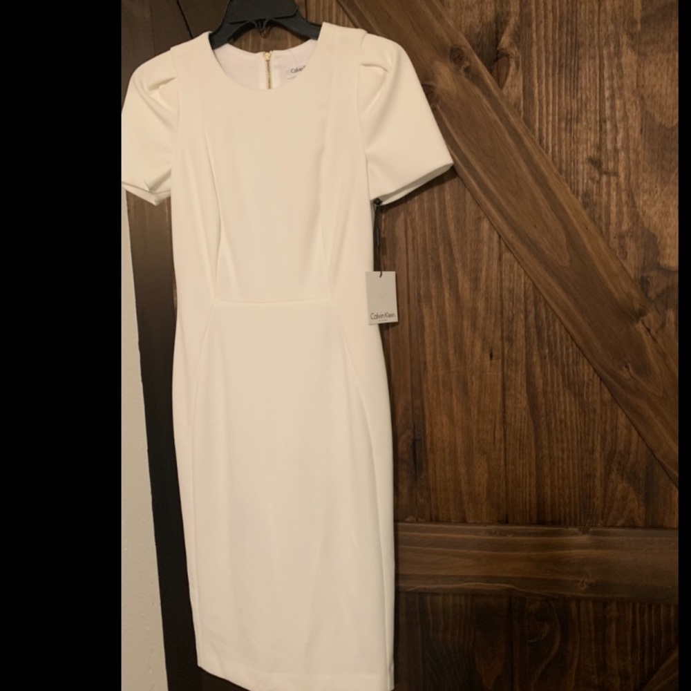 White, fitted/bodycon dress Calvin Klein